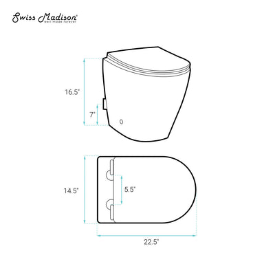 St. Tropez Back-to-Wall Toilet Bundle 0.8/1.6 GPF Dual Flush in Matte Black with Black Flush Plate