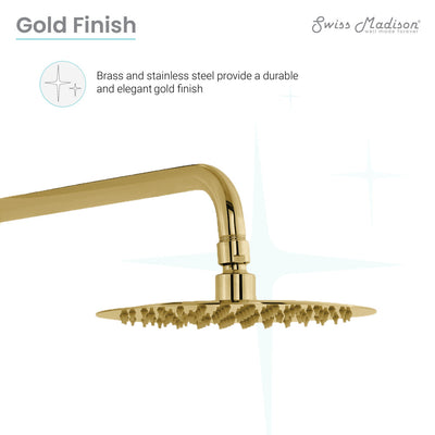 Ivy Single-Handle 1 Spray 8" Wall Mounted Fixed Shower Head in Brushed Gold (Valve Included)