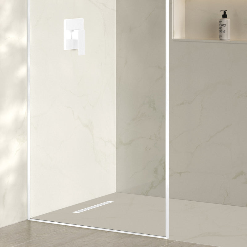 Voltaire 18" Stainless Steel Linear Shower Drain in Matte White