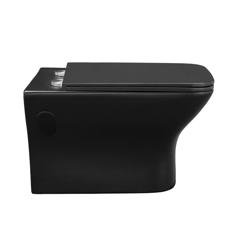 Carre Wall-Hung Toilet Bundle 0.8/1.6 GPF Dual Flush in Matte Black with Brass Flush Plate