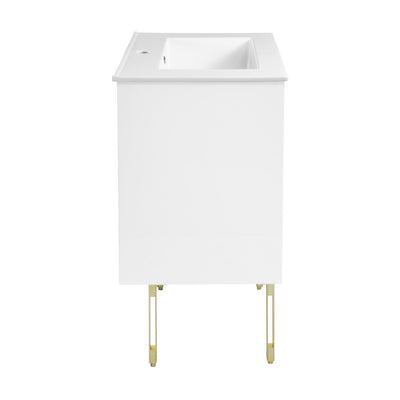 Lumiere 24" Freestanding, Bathroom Vanity in Glossy White and Gold
