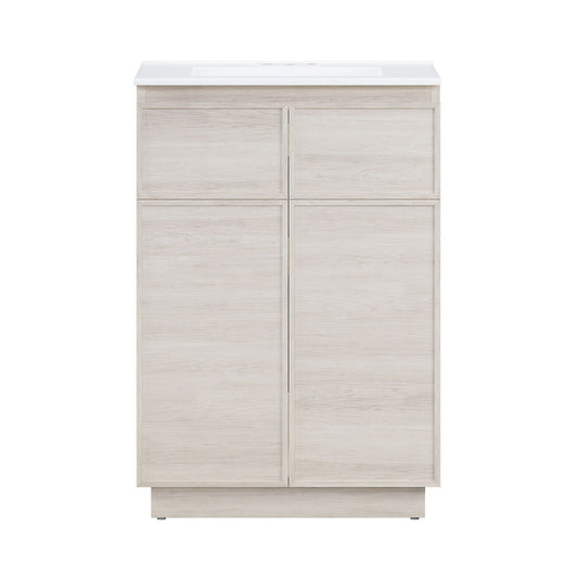St. Tropez 24" Freestanding Bathroom Vanity in White Oak with 3-Hole Centerset Sink Top