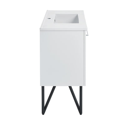 Annecy 36 Single, Glossy White, Two Doors, One Drawer, Bathroom Vanity