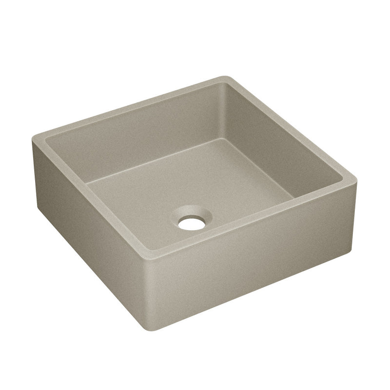 Lisse 15.5" Concrete Square Vessel Sink in Matte Taupe