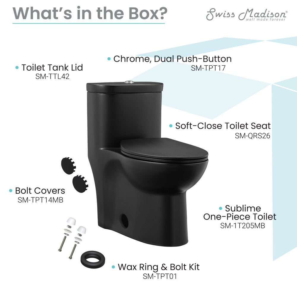 Sublime One-Piece Elongated Toilet Dual-Flush in Matte Black 1.1