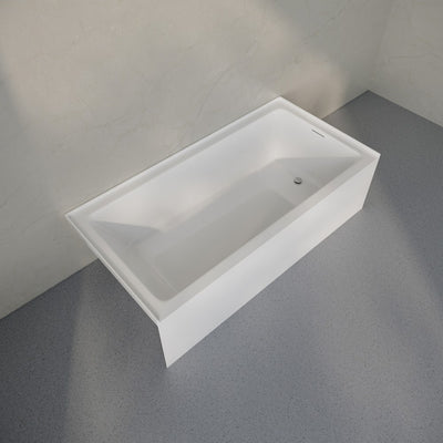 Voltaire 72 x 32 Skirted Right Drain Soaking Alcove Bathtub in Glossy White, Drain Included