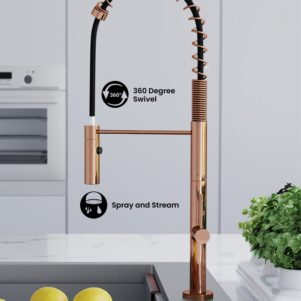 Chalet Single Handle, Pull-Down Kitchen Faucet in Rose Gold