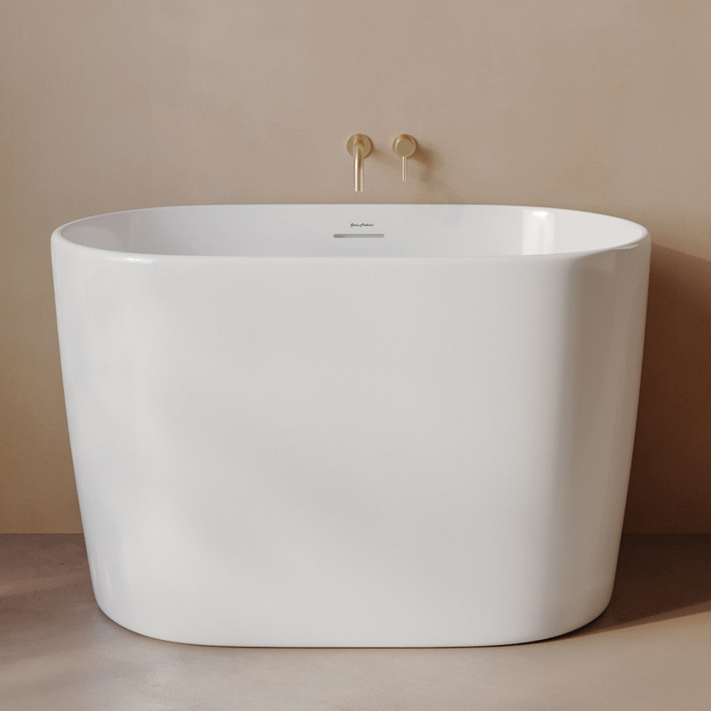 Claire 43" Japanese Soaking Freestanding Bathtub in Glossy White, Drain Included