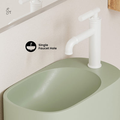 Terre 17.5" Right Side Faucet Wall-Mount Bathroom Sink in Palm Green