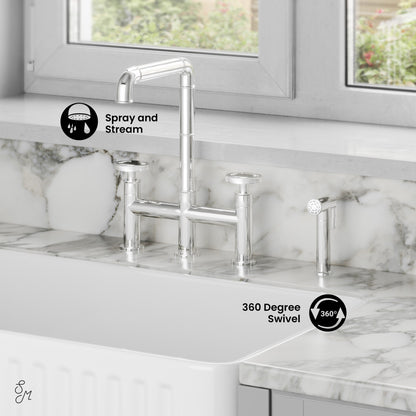 Avallon Pro Widespread Kitchen Faucet with Side Sprayer in Chrome