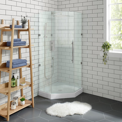 Voltaire 42" x 42" Acrylic White, Single-Threshold, Center Drain, Neo-angle Shower Base