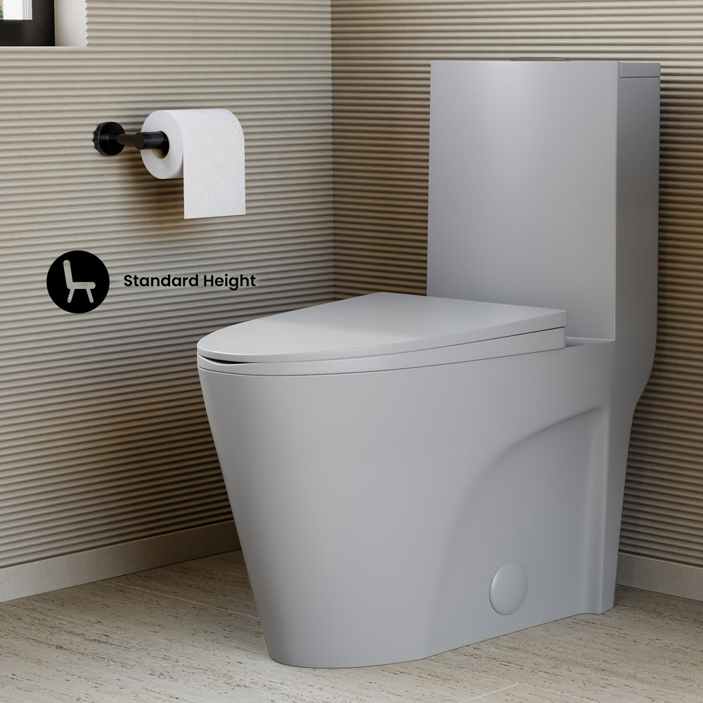 St. Tropez One-Piece Elongated Toilet Vortex™ Dual-Flush 1.1/1.6 gpf in Matte Gray