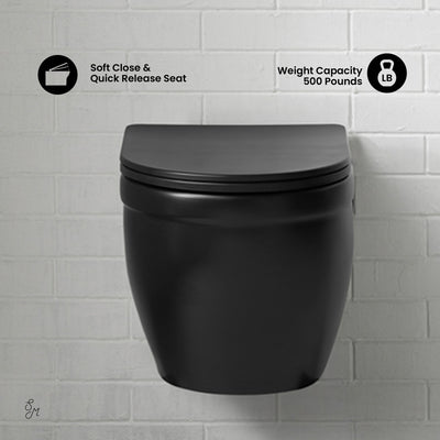 Ivy Wall-Hung Elongated Toilet Bowl in Matte Black