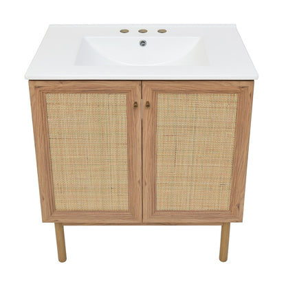 Classe 30" Freestanding Bathroom Vanity in Golden Oak with 3-Hole Widespread Sink Top
