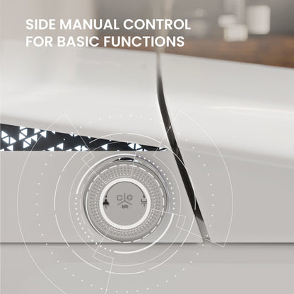 Remi Smart Toilet 12” Rough-in ADA Height in Glossy White with Integrated Tank, Auto-Open Lid, Foot Sensor