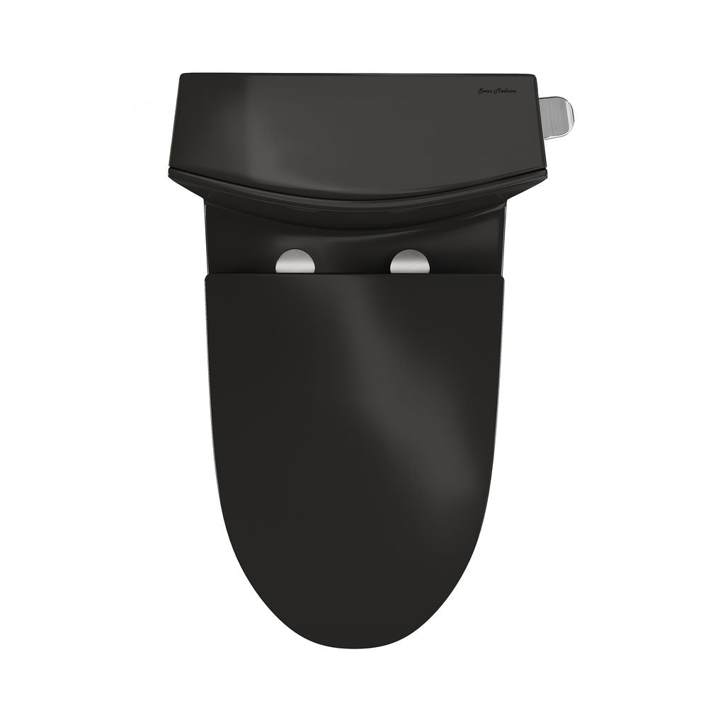 St. Tropez One-Piece 12" Rough-in 1.28 GPF Right-Hand Flush Elongated Toilet in Glossy Black