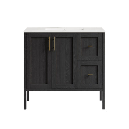 Forme 36" Modular Freestanding Bathroom Vanity with Sink Top in Black Oak