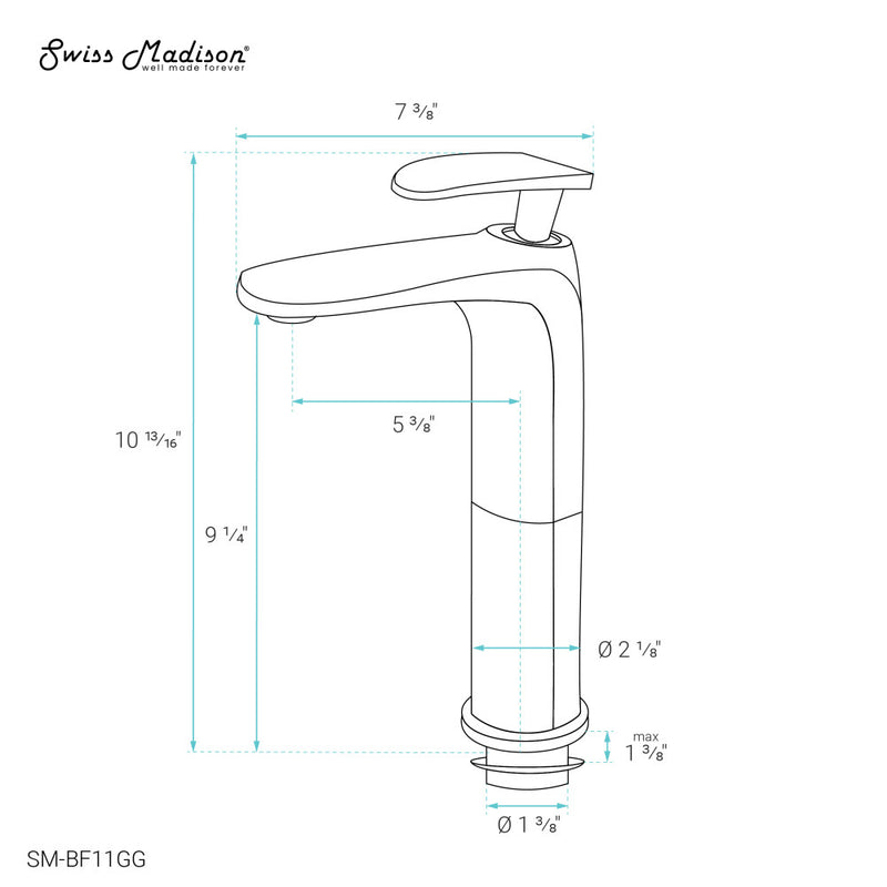 Sublime Single Hole, Single-Handle, High Arc Bathroom Faucet in Gunmetal Grey