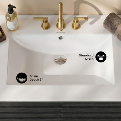 30" 3-Hole Widespread Vanity Sink Top in Glossy White