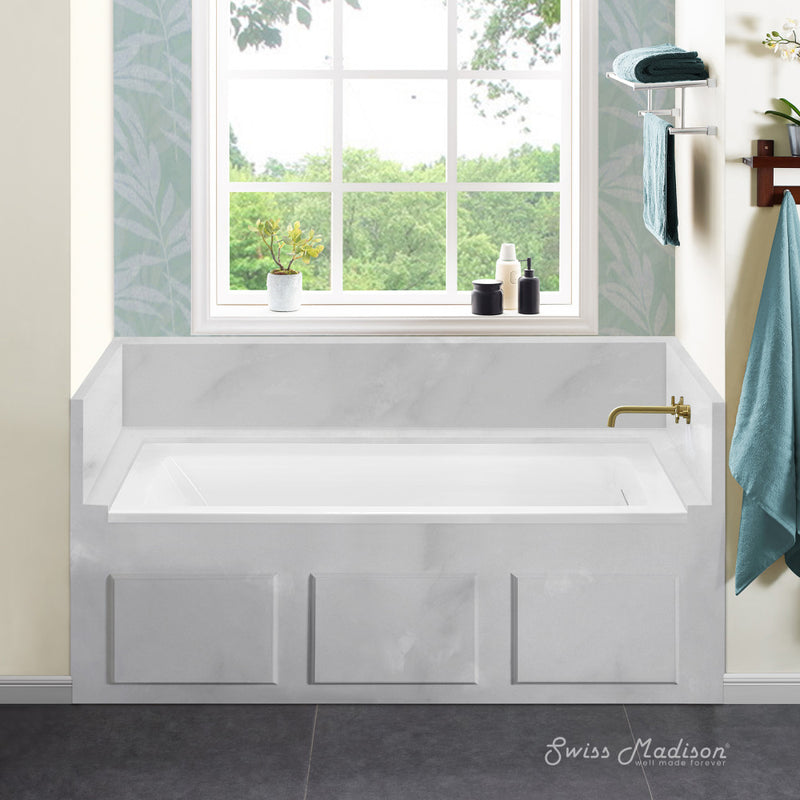 Voltaire 60 x 32 Right Drain Soaking Alcove Bathtub in Glossy White with Integrated Overflow, Drain Included