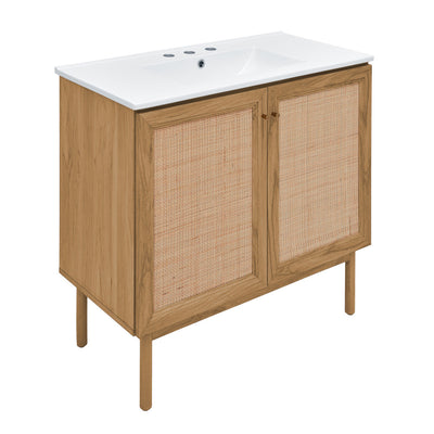 Classe 36" Freestanding Bathroom Vanity in Golden Oak with 3-Hole Widespread Sink Top