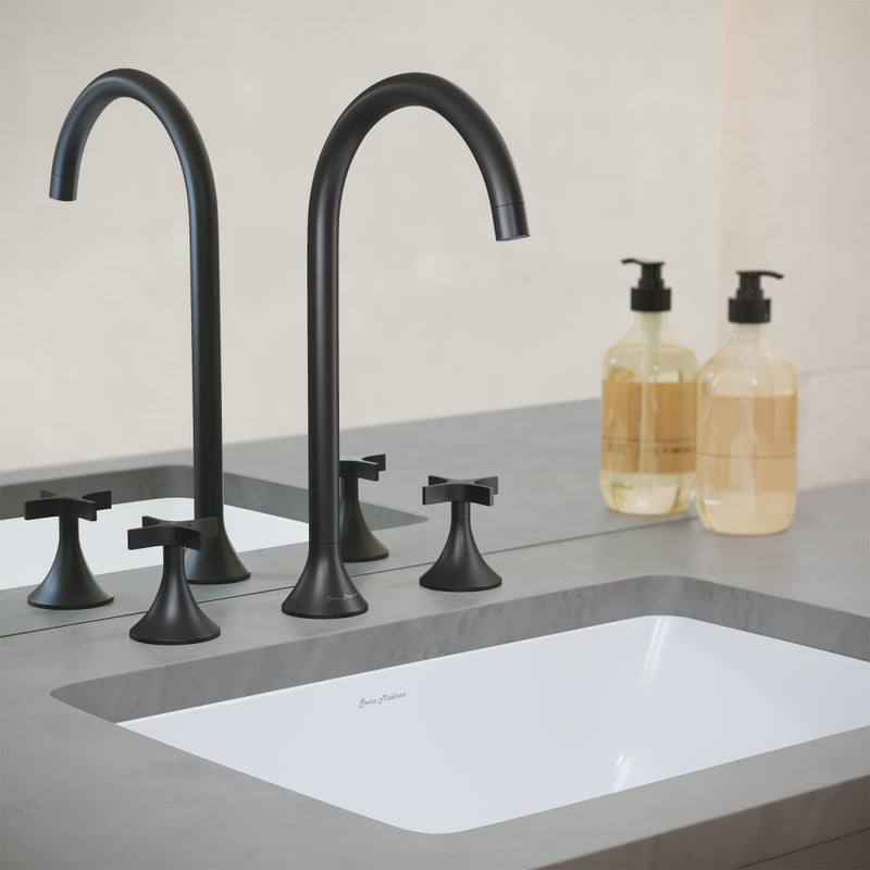 Daxton 8 in. Widespread, Cross Handle, Bathroom Faucet in Matte Black