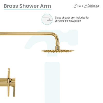 Ivy Single-Handle 1 Spray 8" Wall Mounted Fixed Shower Head in Brushed Gold (Valve Included)