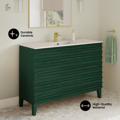 Cascade 48" Freestanding Bathroom Vanity in Green Oak with Sink Top