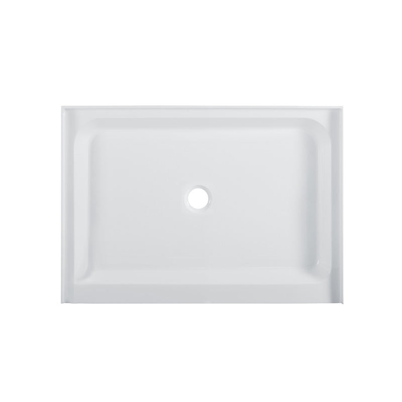 Voltaire 48" x 36" Acrylic White, Single-Threshold, Center Drain, Shower Base