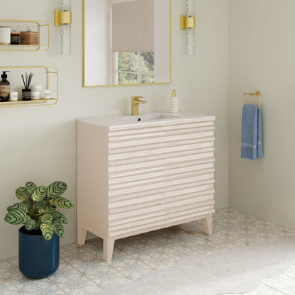 Cascade 30" Freestanding Bathroom Vanity in White Oak with Sink Top