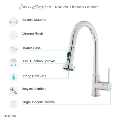 Nouvet Single Handle, Pull-Down Kitchen Faucet in Chrome
