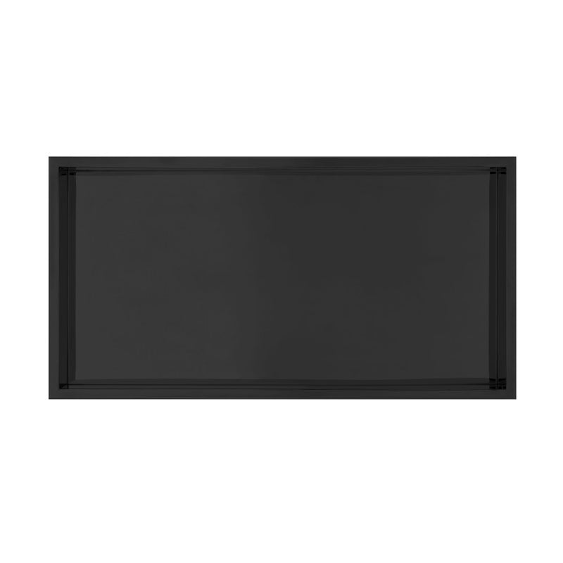 Voltaire 12" x 24" Stainless Steel Single Shelf Wall Niche in Matte Black