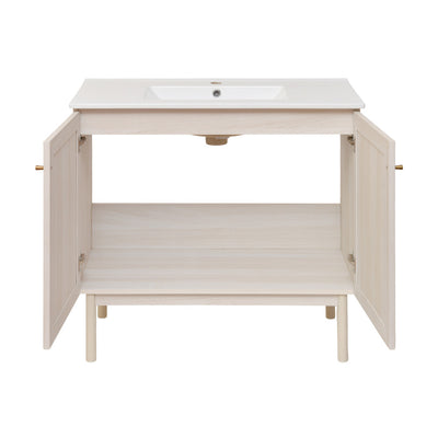 Classe 36" Freestanding Bathroom Vanity in White Oak with Sink Top