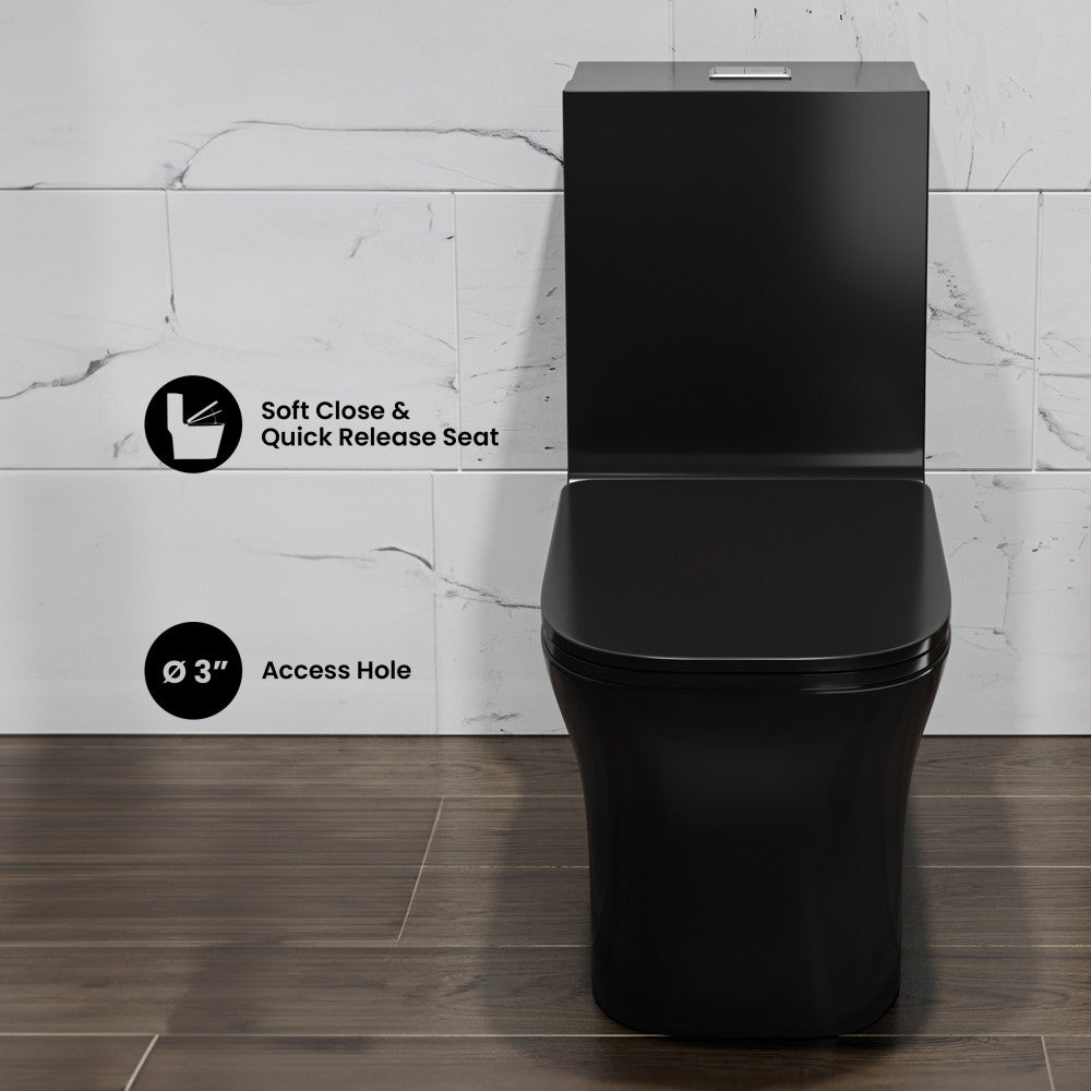 Concorde One Piece Square Toilet Dual Flush in Glossy Black 1.1/1.6 gpf