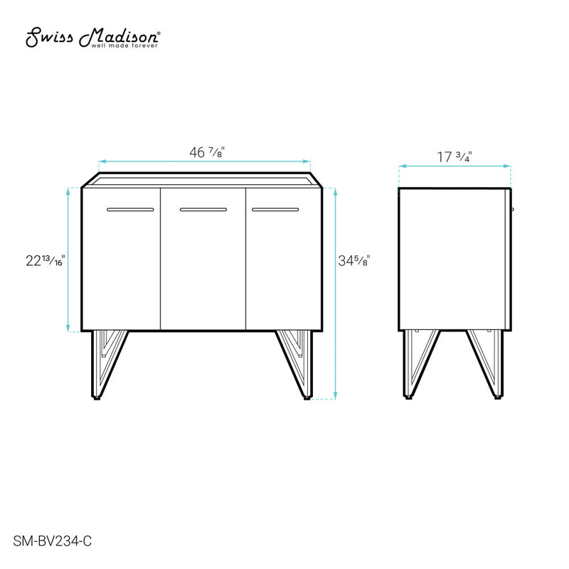 Annecy 48 Brushed Grey Bathroom Vanity Cabinet Only (SM-BV234)