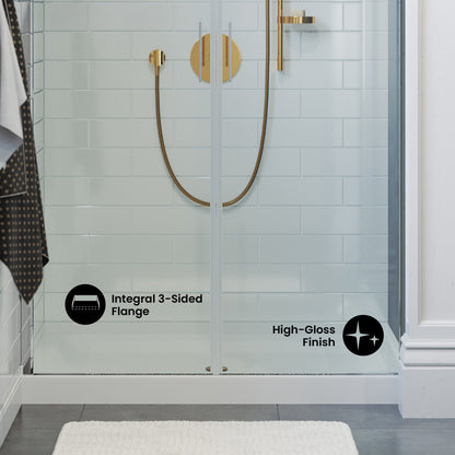 Voltaire 48" x 36" Acrylic White, Single-Threshold, Center Drain, Shower Base