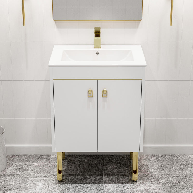 Lumiére 24" Freestanding Bathroom Vanity in White with Sink Top