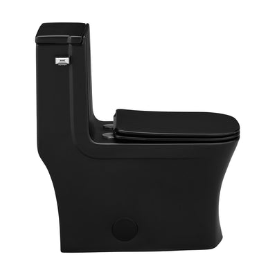 Concorde One-Piece 12" Rough-in 1.28 GPF Left-Hand Flush Square Toilet in Matte Black