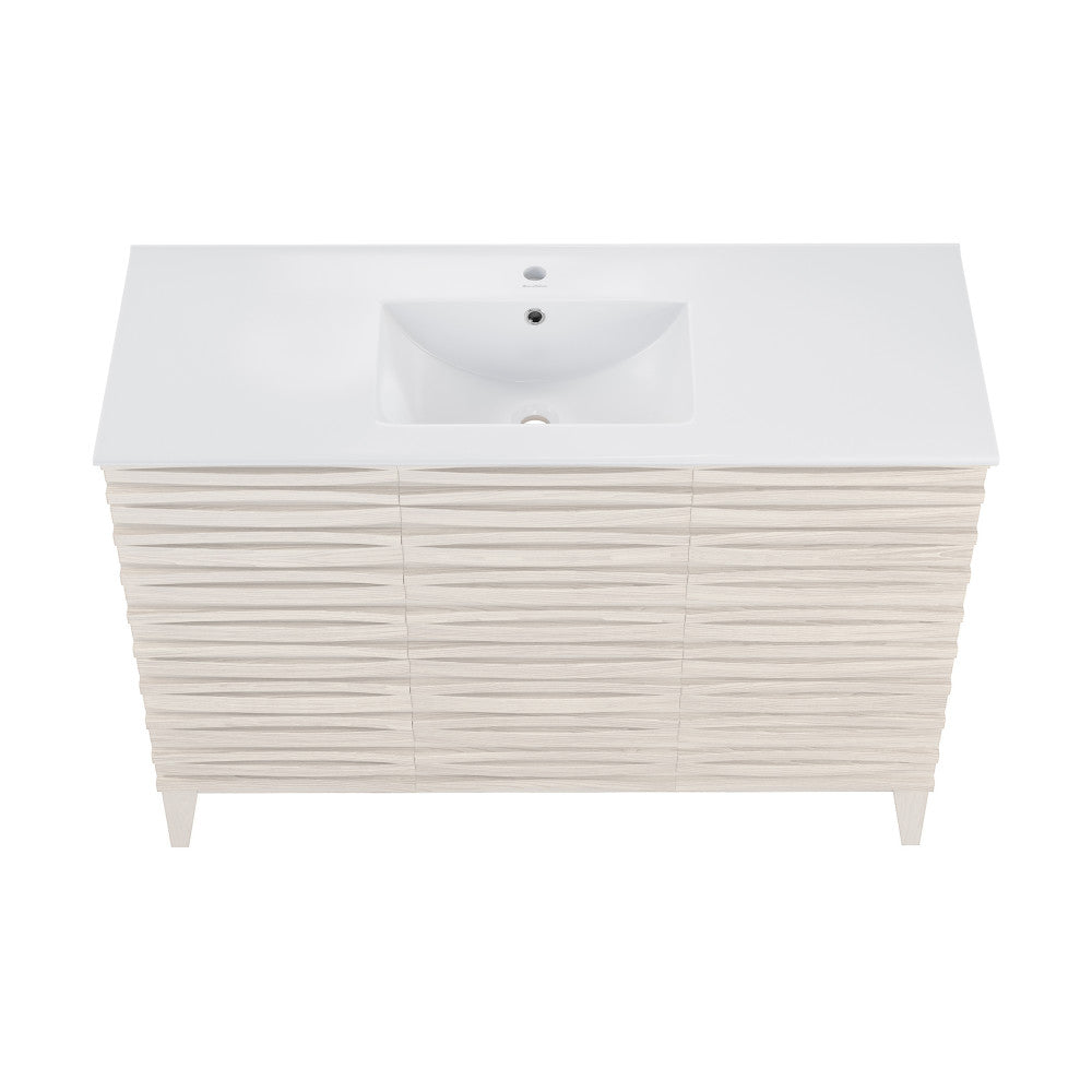 Cascade 48" Freestanding Bathroom Vanity in White Oak with Sink Top