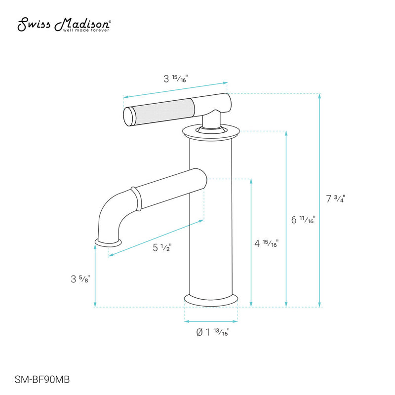 Avallon Single Hole, Single-Handle Sleek, Bathroom Faucet in Matte Black