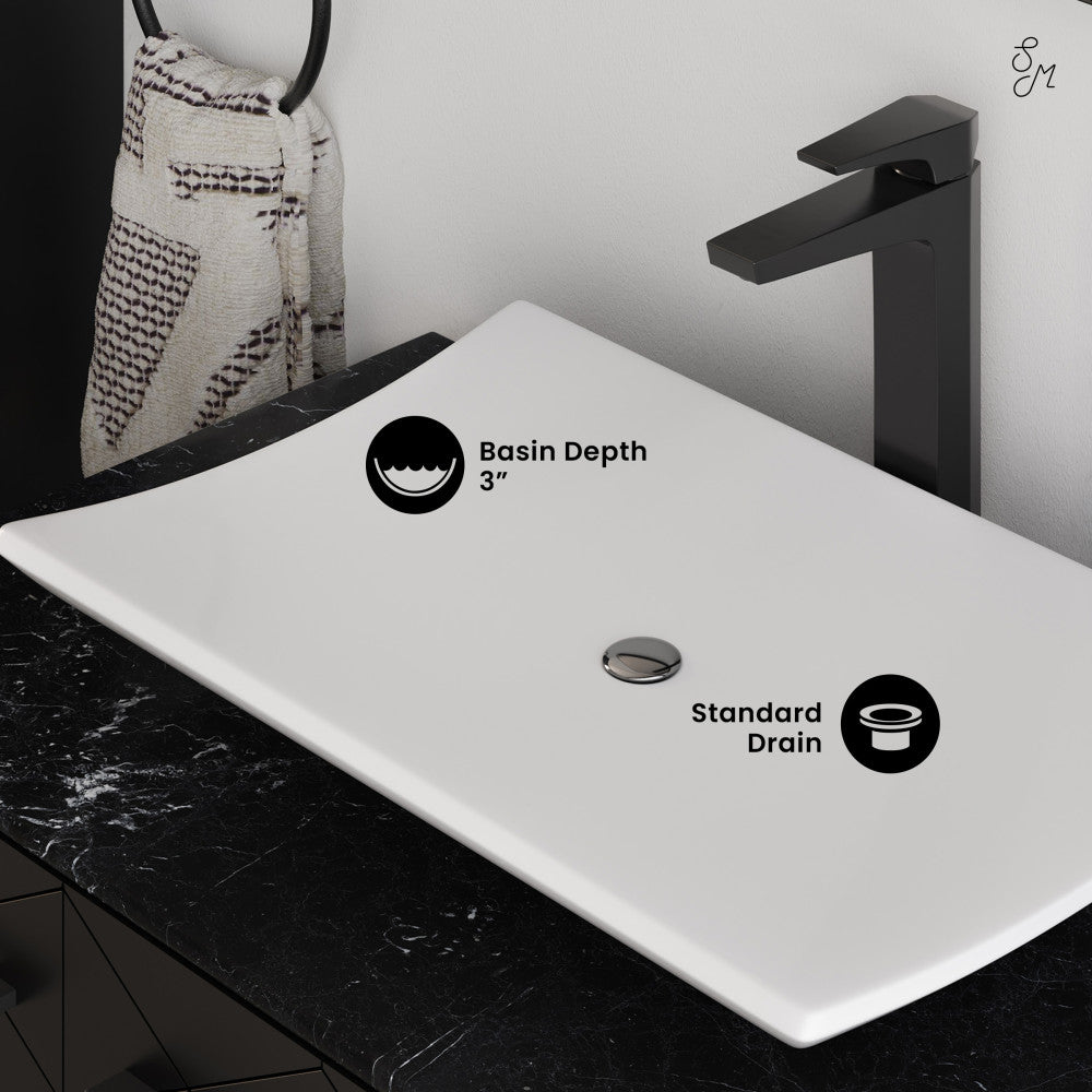 Annecy 23.5” Rectangle Vessel Bathroom Sink