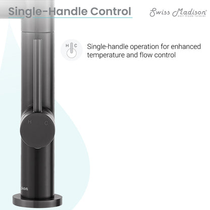 Single-handle kitchen faucet in gunmetal gray with pull-down sprayer and pot filler function.