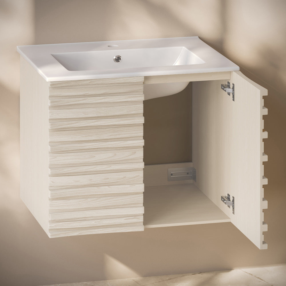 Cascade 30" Wall-Mounted Bathroom Vanity in White Oak with Sink Top