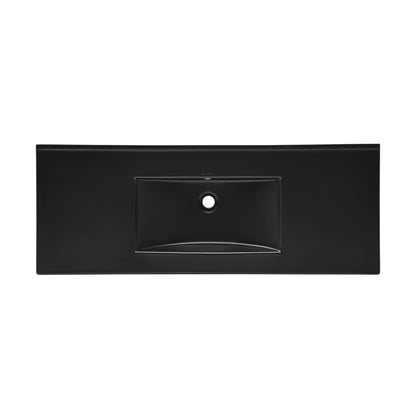 48" Zero Hole Vanity Sink Top in Glossy Black