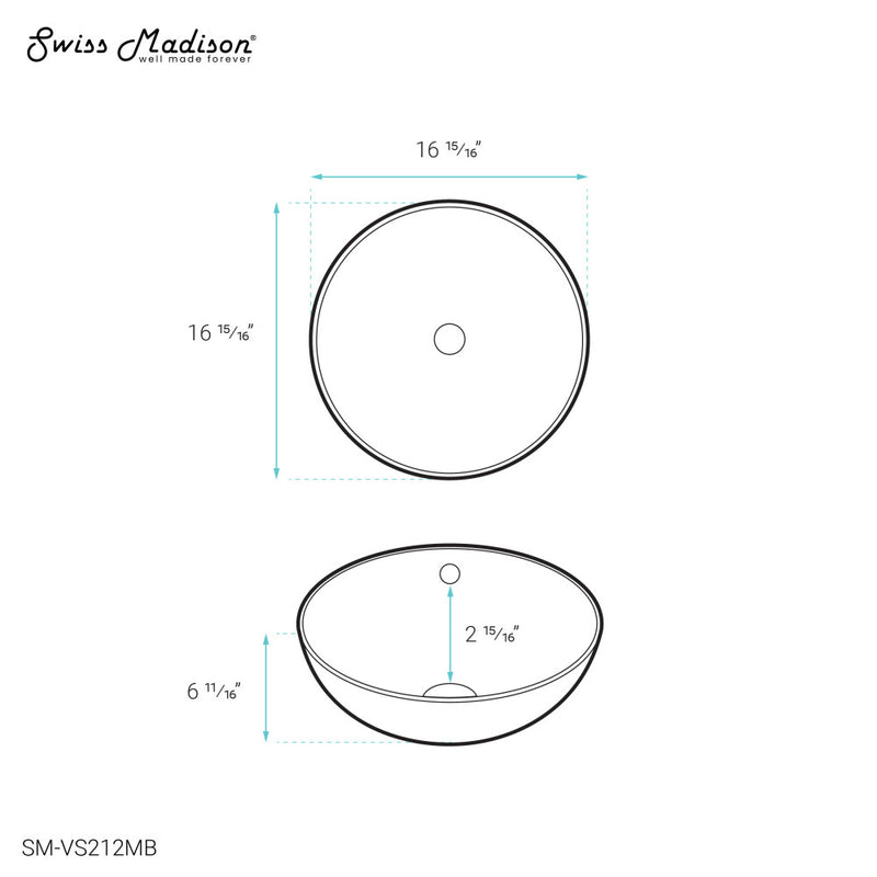 Sublime 17” Round Vessel Sink in Matte Black