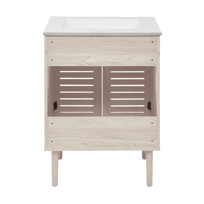 Bron 24" Freestanding Bathroom Vanity in White Oak with Sink Top