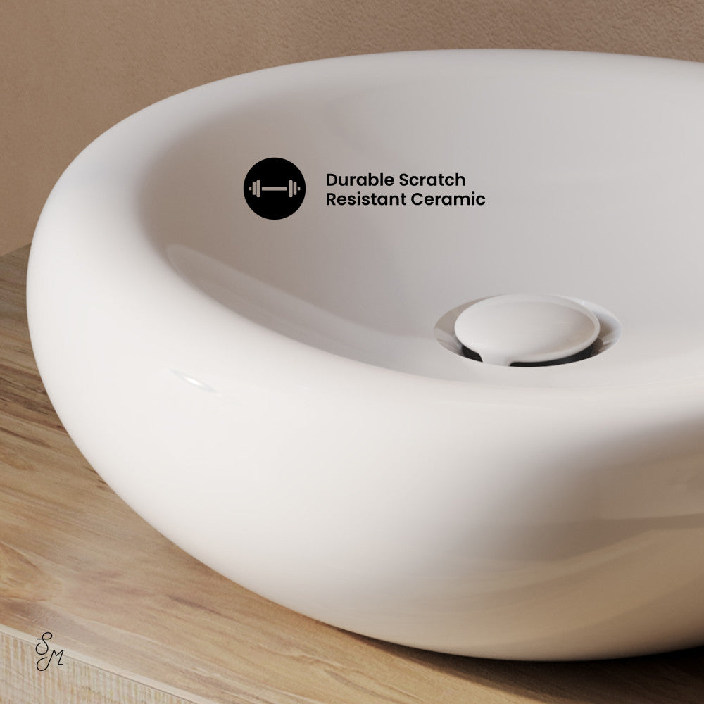 Nanterre 16" Round Vessel Sink in Glossy White