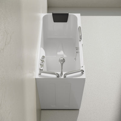 Auvergne 53" x 27" ADA Left Drain Walk-in Soaking Bathtub in Glossy White, Faucet Set, Drain, Grab Bars, Pillow Included