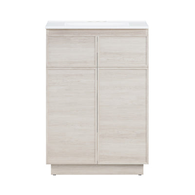 St. Tropez 24" Freestanding Bathroom Vanity in White Oak with 3-Hole Centerset Sink Top