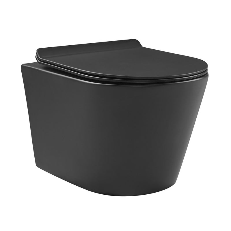 Calice Wall-Hung Toilet Bundle 0.8/1.6 GPF Dual Flush in Matte Black with Black Flush Plate